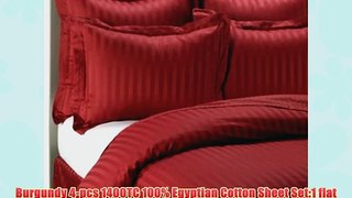 1400 Thread Count BURGUNDY QUEEN Striped Luxury 8-Peices Bed-in-a-Bag Set -100% Egyptian Cotton
