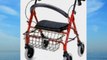 Rolling Walker - Red Petite Mini 400 lb capacity offers an oversized padded seat (2-3 wider