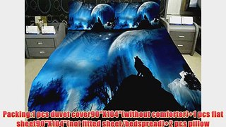 Anlye Late At Night Wolf Howl Moonlight Bedding Set 2 Sides Printing Wolf Howl Quilt Duvet