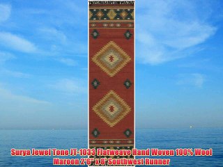 Surya Jewel Tone JT-1033 Flatweave Hand Woven 100% Wool Maroon 2'6 x 8' Southwest Runner