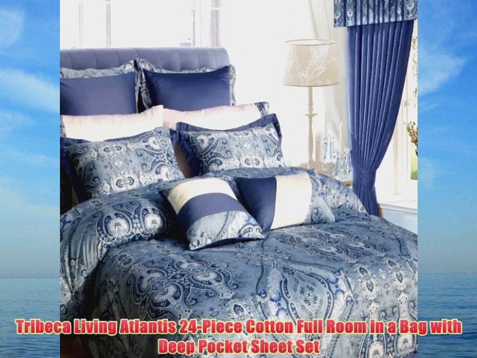 Tribeca Living Atlantis 24-Piece Cotton Full Room in a Bag with Deep Pocket Sheet Set