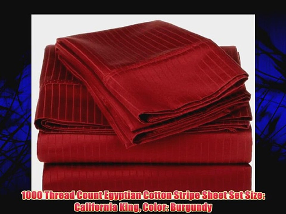 1000 Thread Count Egyptian Cotton Stripe Sheet Set Size: California King Color: Burgundy