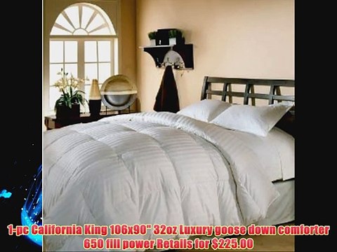 650fp 8 Pieces Egyptian Cotton California King Goose Down Comforter Bed in a Bag Set Including