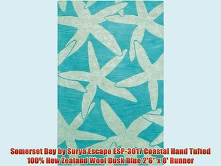 Somerset Bay by Surya Escape ESP-3017 Coastal Hand Tufted 100% New Zealand Wool Dusk Blue 2'6