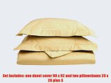 Egyptian Cotton 1600 Thread Count Full/Queen Duvet Cover Set Solid Gold with Gold trim