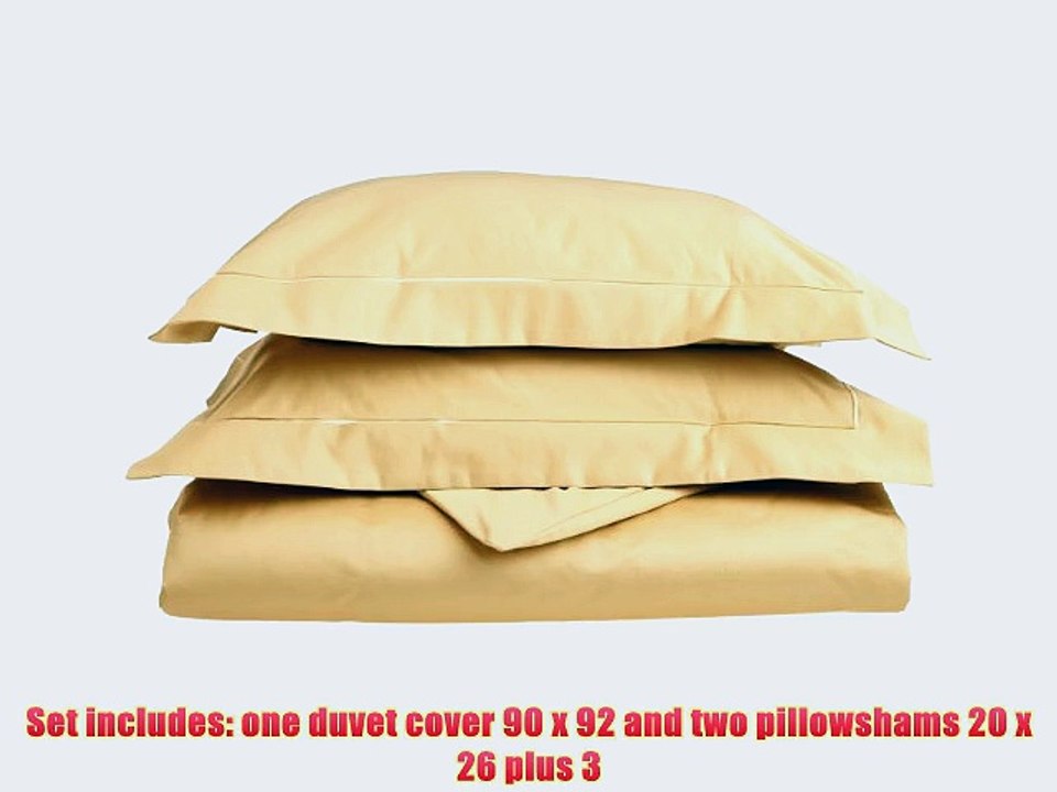 Egyptian Cotton 1600 Thread Count Full/Queen Duvet Cover Set Solid Gold with Gold trim