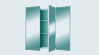 Jensen 255048 Horizon Frameless Medicine Cabinet Tri-View Recessed Mount 48-Inch by 28-Inch