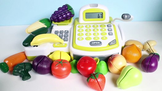 Cash Register with Toy Cutting Fruits and Vegetables Just Like Home Toy ...