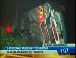 Cinco muertos y 28 heridos deja accidente de tránsito en Chimborazo