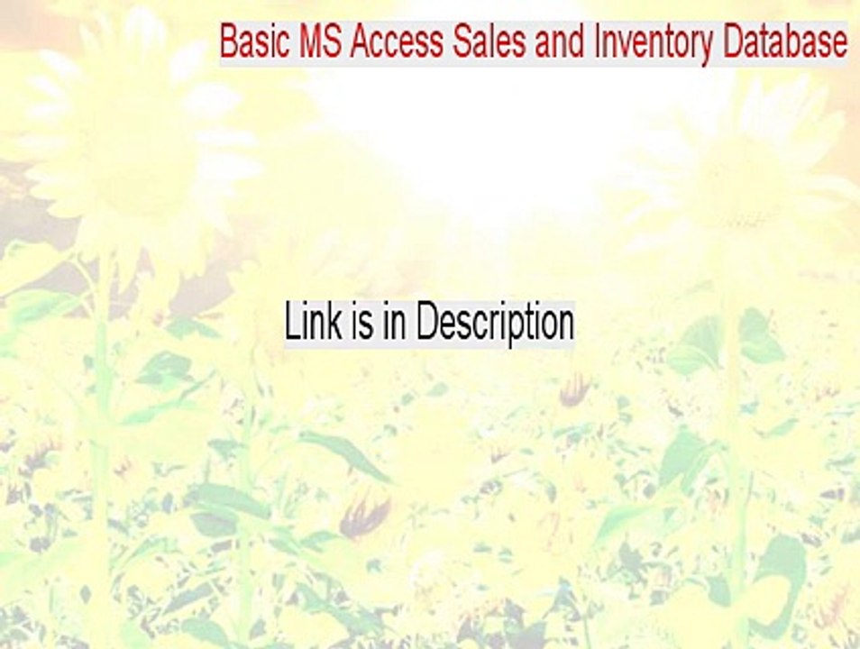 Basic MS Access Sales and Inventory Database Full Download - Legit Download (2015)