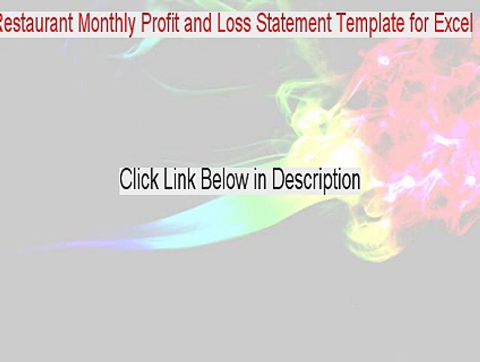 Restaurant Monthly Profit and Loss Statement Template for Excel Crack (Instant Download 2015)