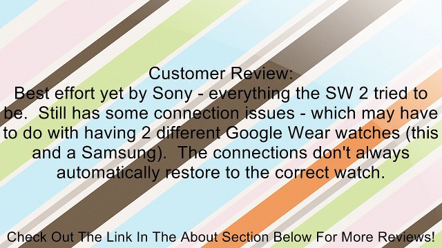 Sony Mobile Sony� SW3 SmartWatch 3 SWR50 Powered by Android Wear (Black) Review