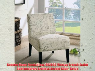 Coaster Home Furnishings 902055 Vintage French Script Contemporary Armless Accent Chair Beige