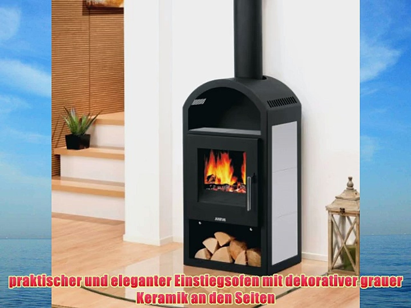 Justus Vegas 8257 22 Kaminofen Keramik Grau 6kw Holzofen Kamin Ofen Speckstein