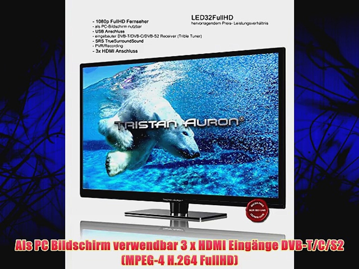 Tristan Auron LED32FullHD 82 cm (32 Zoll) LED-Backlight-Fernseher (FULL-HD  100Hz) USB / DVB-T - video Dailymotion