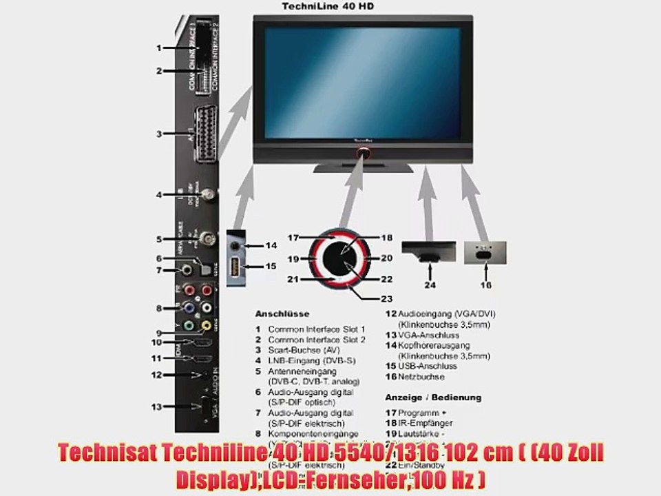 Technisat Techniline 40 HD 5540/1316 102 cm ( (40 Zoll Display)LCD-Fernseher100 Hz )