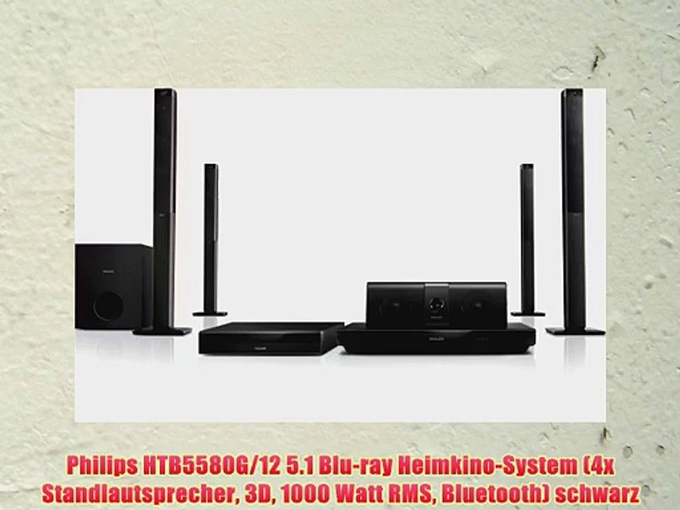 Philips HTB5580G/12 5.1 Blu-ray Heimkino-System (4x Standlautsprecher 3D 1000 Watt RMS Bluetooth)