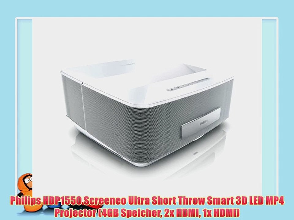 Philips HDP1550 Screeneo Ultra Short Throw Smart 3D LED MP4 Projector (4GB Speicher 2x HDMI
