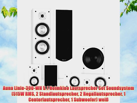Auna Linie-300-WH 5.1 Heimkino Lautsprecher Set Soundsystem (515W RMS 2 Standlautsprecher 2