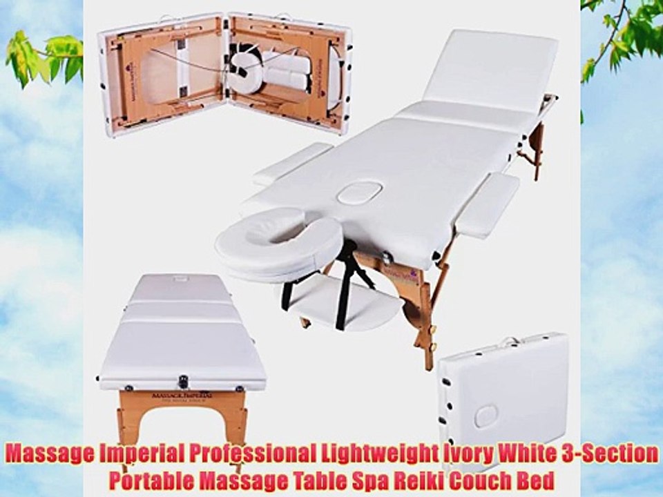Massage Imperial Professional Lightweight Ivory White 3-Section Portable Massage Table Spa