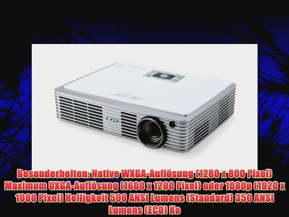 Acer K330 3D LED Projektor (Kontrast 4000:1 WXGA 500 ANSI Lumen HDMI USB-A 1GB Speicher)