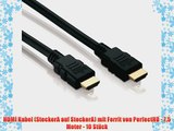 HDMI Kabel (SteckerA auf SteckerA) mit Ferrit von PerfectHD - 75 Meter - 10 St?ck