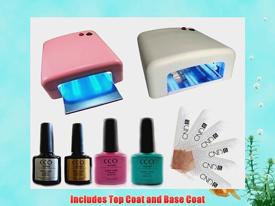 CCO UV NAIL GEL Soak Off Kit with 10 CND Shellac Remover Wraps Professional Polish coat 36W