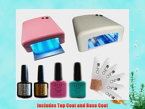 CCO UV NAIL GEL Soak Off Kit with 10 CND Shellac Remover Wraps Professional Polish coat 36W