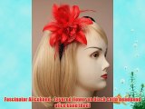 Fascinator Aliceband - Layered flower on black satin headband alice band [Red]