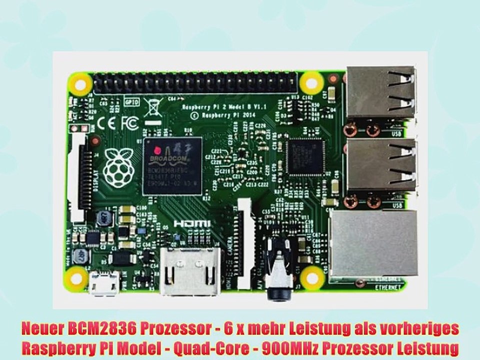 Starter 8er Set : Raspberry Pi 2 Model B / 2A Netzteil 2000 mA / Schwarzes Geh?use / Wifi Dongle