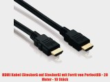 HDMI Kabel (SteckerA auf SteckerA) mit Ferrit von PerfectHD - 20 Meter - 10 St?ck