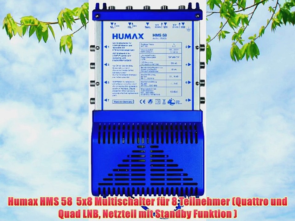 Humax HMS 58  5x8 Multischalter f?r 8 Teilnehmer (Quattro und  Quad LNB Netzteil mit Standby