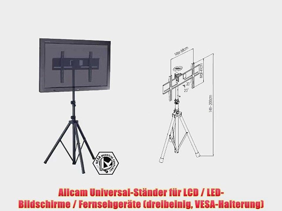 Allcam Universal-St?nder f?r LCD?/?LED-Bildschirme?/?Fernsehger?te (dreibeinig VESA-Halterung)