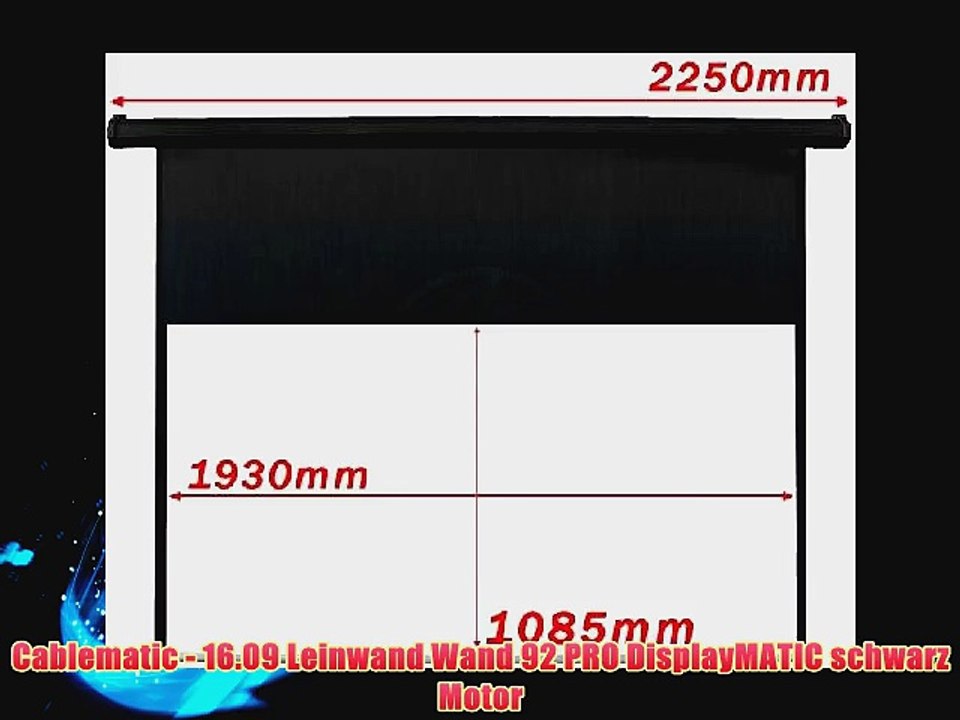Cablematic - 16.09 Leinwand Wand 92 PRO DisplayMATIC schwarz Motor