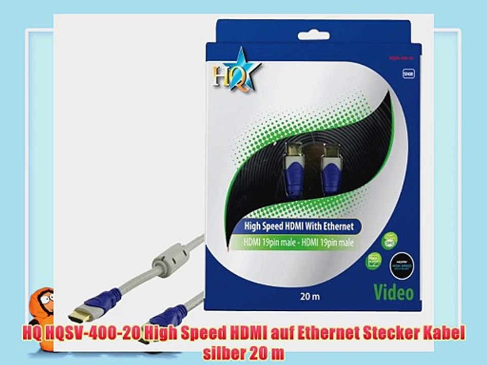 HQ HQSV-400-20 High Speed HDMI auf Ethernet Stecker Kabel silber 20 m