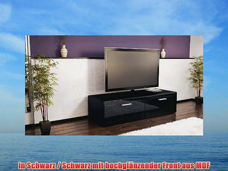 TV Board Lowboard Atlanta in Schwarz / Schwarz Hochglanz