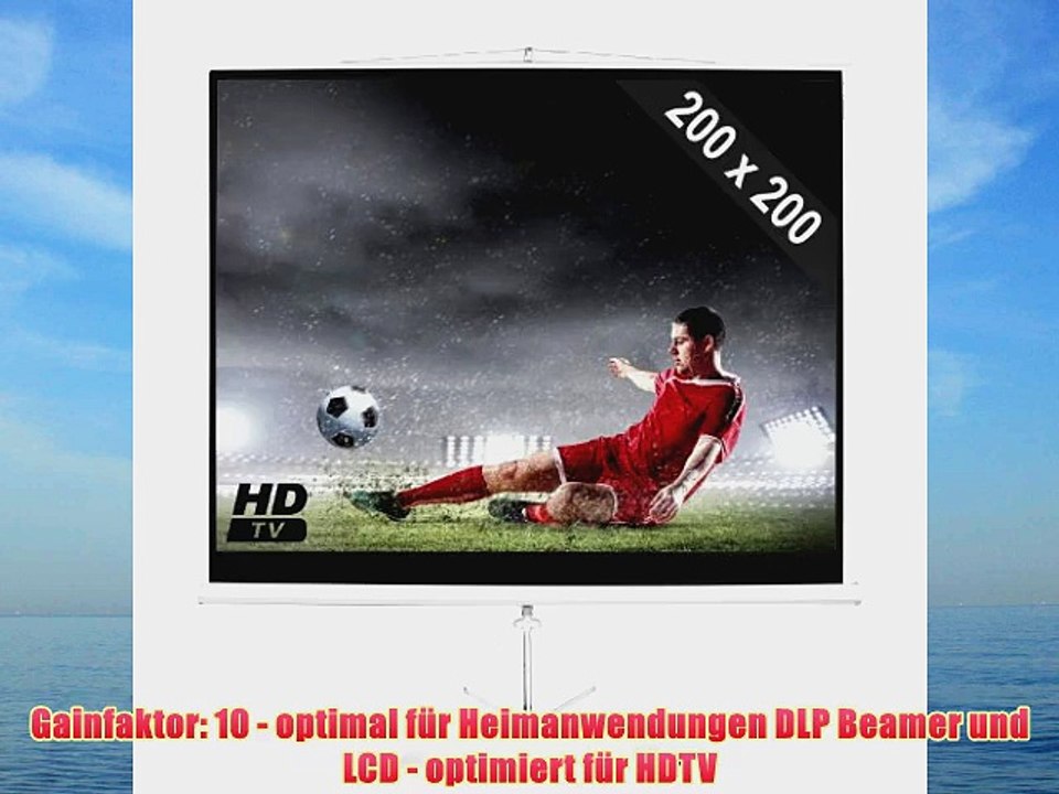 Frontstage 200 x 200 cm Leinwand f?r Beamer Projektor Leinwand mit St?nder Dreifu? Stativ (Full