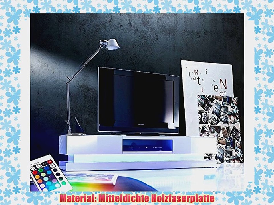 TV Rack Kendrick Hochglanz Weiss 180x40 Lowboard LED Farbwechsel