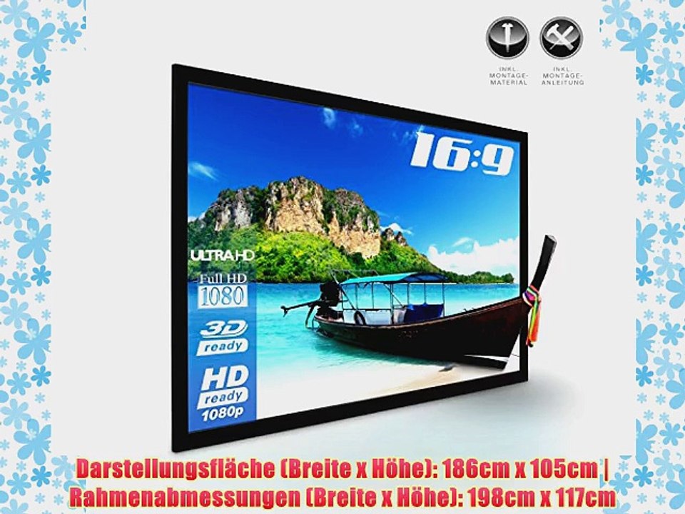 eSmart Germany MIRALE RAHMEN LEINWAND | Gesamtbreite 198cm | Darstellungsfl?che 186cm x 105cm