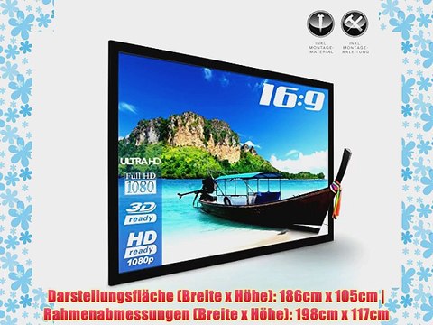 eSmart Germany MIRALE RAHMEN LEINWAND | Gesamtbreite 198cm | Darstellungsfl?che 186cm x 105cm
