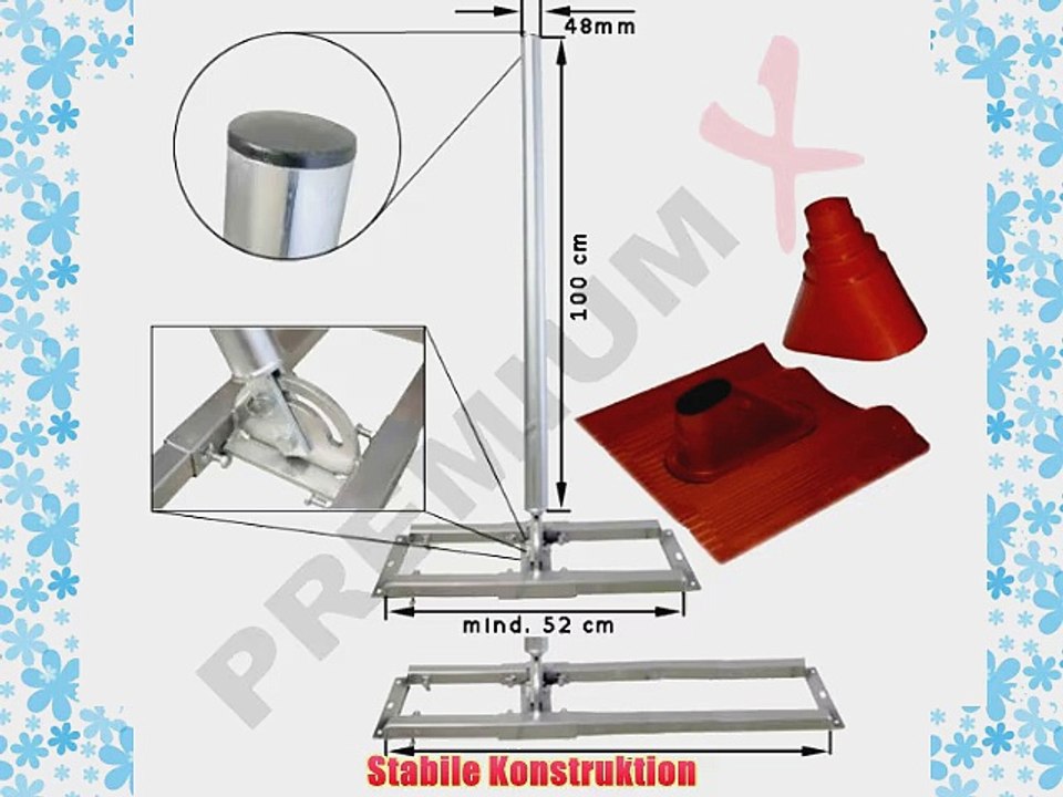PremiumX Aufsparrenhalter Set mit 1meter Mast Stahl Dachsparrenhalter   Dachabdeckung   Manschette