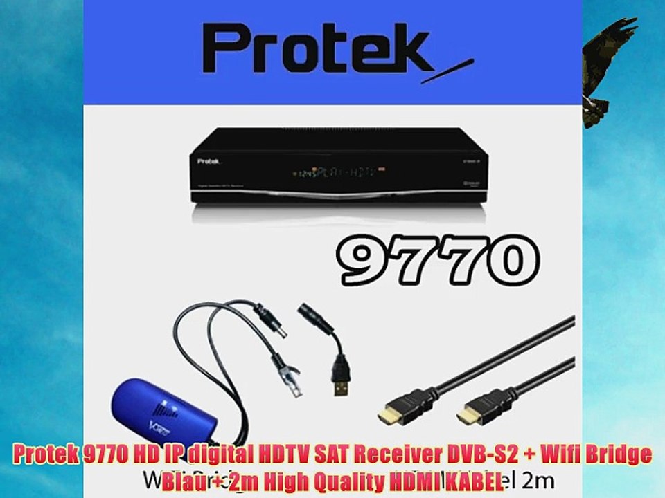 Protek 9770 HD IP digital HDTV SAT Receiver DVB-S2   Wifi Bridge Blau   2m High Quality HDMI