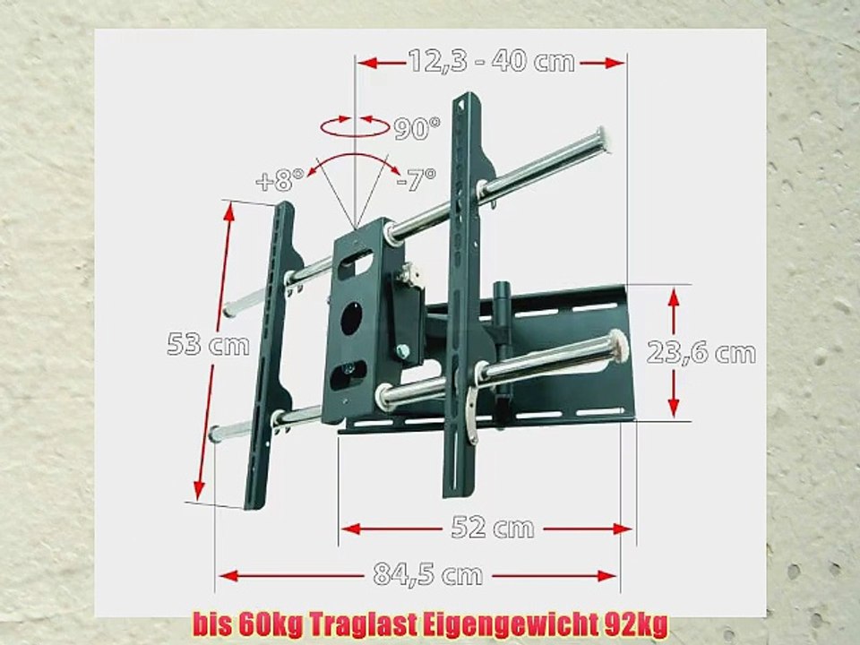TV Wandhalterung quipma 200-P12 f?r 37-60 Zoll bis Vesa 800 x 400 max.60 kg schwarz