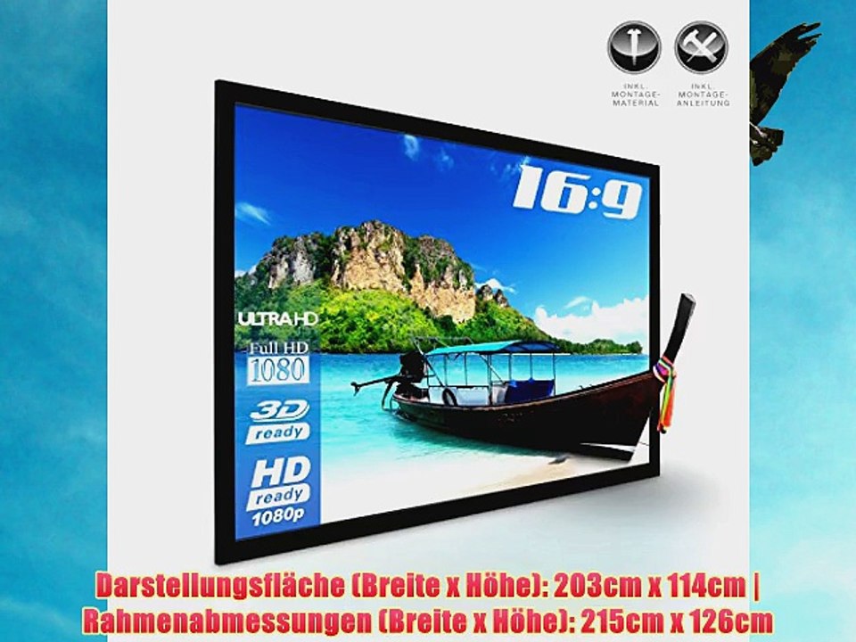 eSmart Germany MIRALE RAHMEN LEINWAND | Gesamtbreite 215cm | Darstellungsfl?che 203cm x 114cm