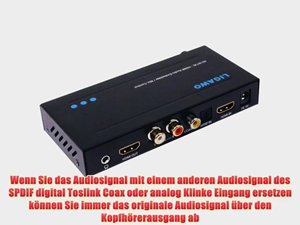 Ligawo 6518730 Audio Embedder mit Mikrofon Unterst?tzung und Lautst?rkeregelung (1080p HDMI