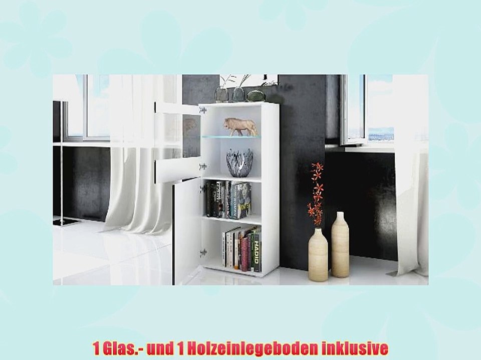 Standvitrine Hochschrank Almada in Wei? / Grau Hochglanz