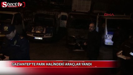 Gaziantep'te park halindeki araçlar yandı