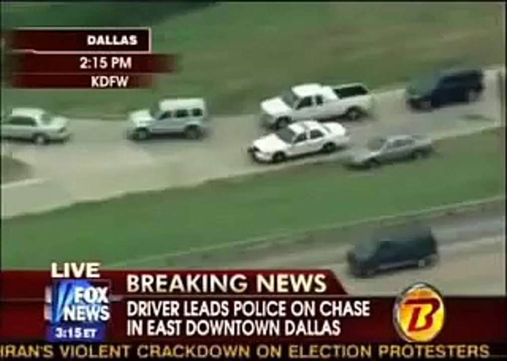Dallas High Speed Car Chase Video - June 29 2009 - Dallas Car Chase End in Crash