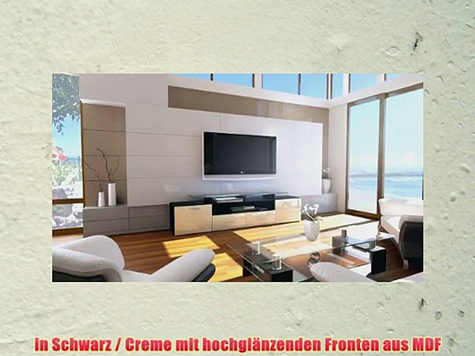 TV Board Lowboard Almada V2 in Schwarz / Creme Hochglanz