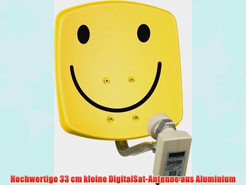 TechniSat DigiDish 33 SAT-Offset-Spiegel mit Wandhalterung und Universal-Twin-LNB Smiley gelb